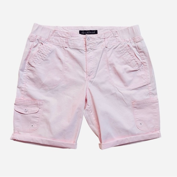 GLORIA VANDERBILT ~ Blush Pink Cargo Walking Shorts w/Pockets size 14 - Picture 1 of 7